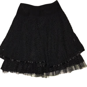 VELVET BOUTIQUE BLACK SEQUIN FLOWING SKIRT MEDIUM